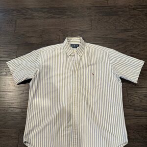 Ralph Lauren Short Sleeve Button-Down Shirt - Blue & White Stripes